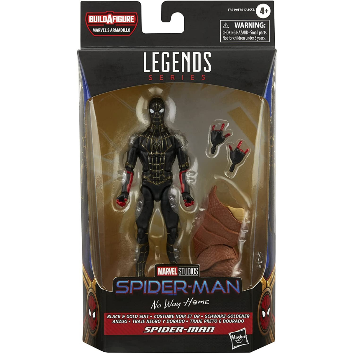 Marvel Legends Black and Gold Suit Spider-Man (Armadillo BAF) - Pre-Owned / In Box