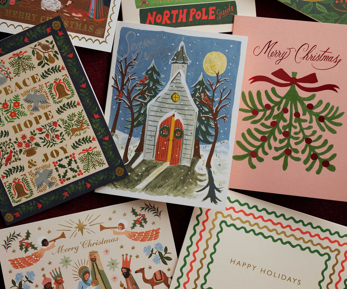 Merry Christmas Mistletoe Card Holiday Card - Single Card